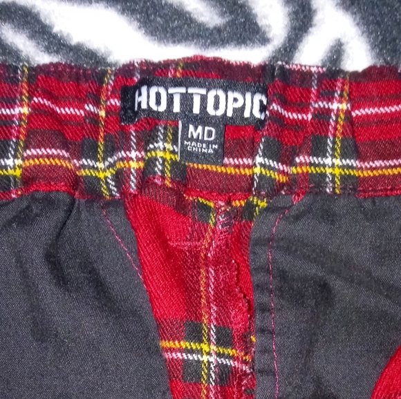 Hot Topic red plaid pants, size M, straight leg - Picture 3 of 4